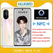 Huawei Nova 8 5G Smartphone Octa Core HiSilicon Kirin 985 6.57 Inch 90Hz 64MP Camera 3800Mah 66W GB RAM 128GB 256GB ROM NFC