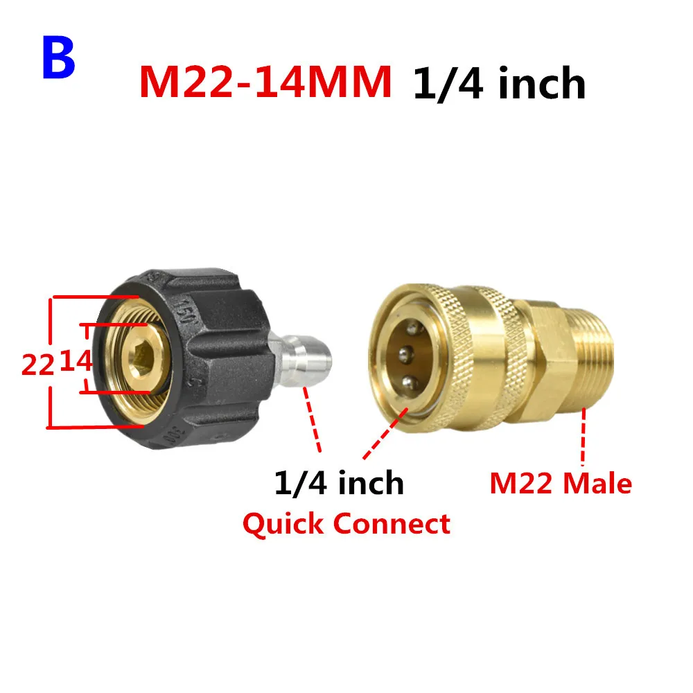 Hochdruckreiniger-Adapter-Buchse M22*14mm Zum Männlichen M22*15mm Quick Connect 