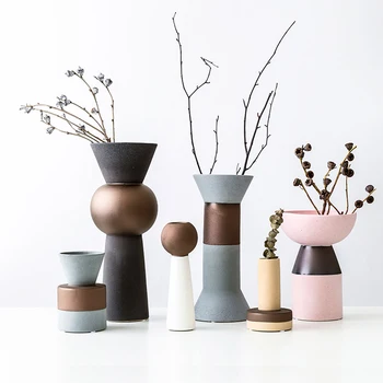 

Scandinavian Ceramic vase Creative matte Matte Design vases tabletop Flower arrangement Ornament home decoration accessories