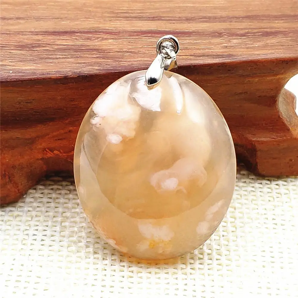 

Genuine Natural Cherry Agate Orange Women Men Pendant 32x26x10mm Agate Rare Oval Shape Stone Crystal AAAA