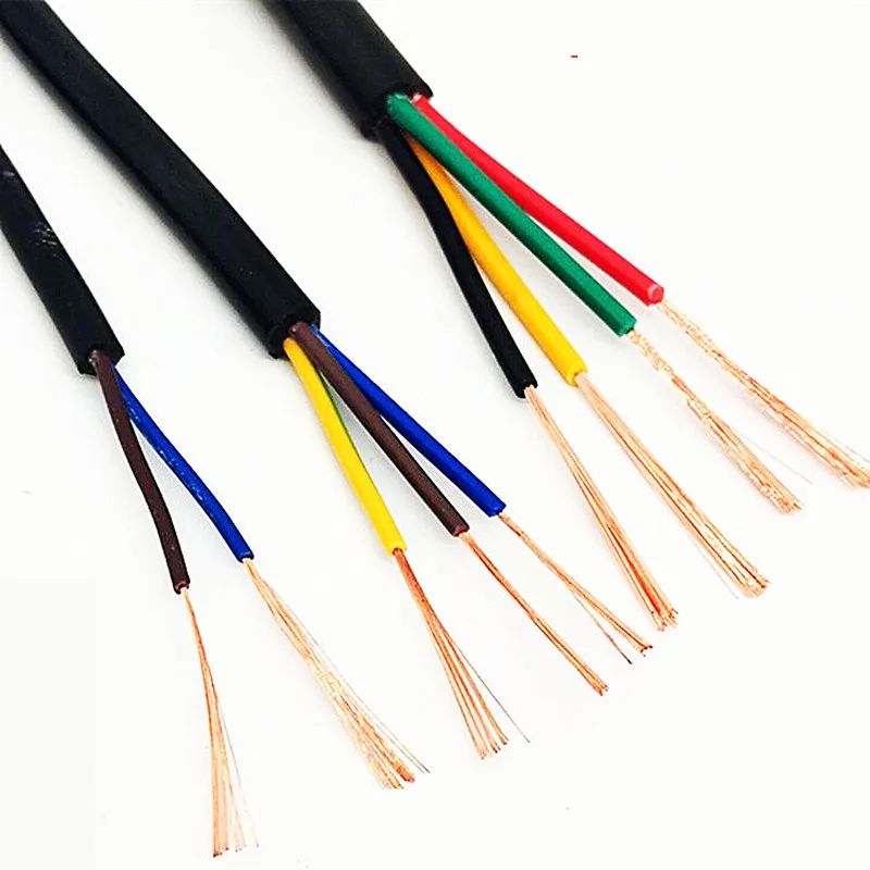 PVC 케이블 26 24 22 20AWG 2 3 4 5 6 10 8 12 14 16 코어 피복 구리선 도체 전기 RVV 케이블 검정색 연질 피복 와이어