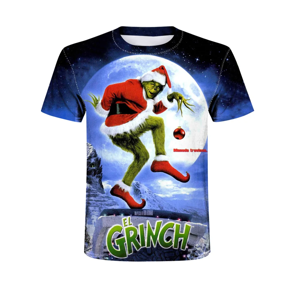Новинка года; модная летняя футболка для мужчин и женщин с принтом из фильма «The Grinch stranger things»; Повседневная футболка для мальчиков с 3D принтом в стиле аниме; harajuku