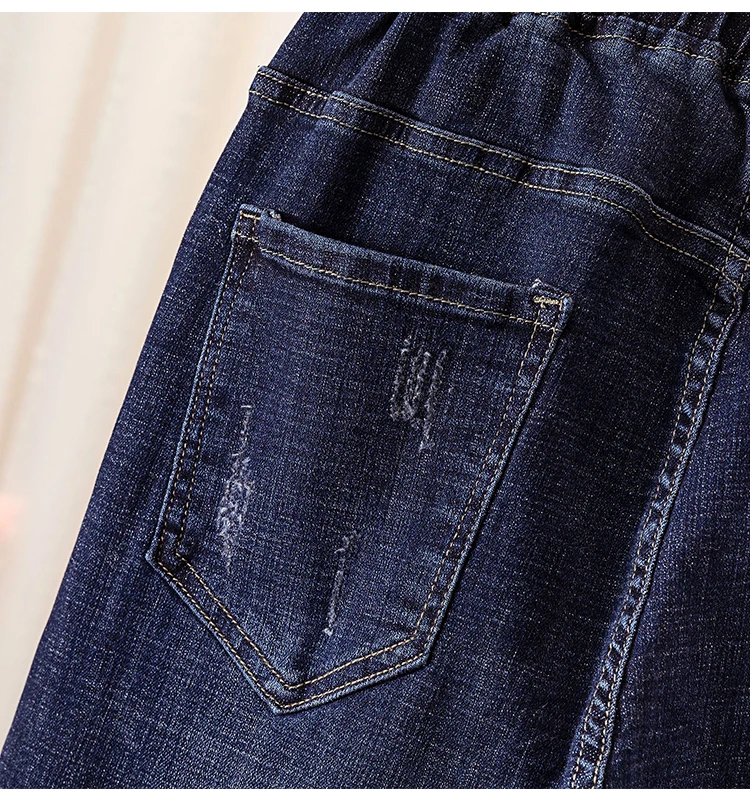 JUJULAND woamn джинсы плюс размер джинсовые штаны эластичная талия синие джинсы XL-4XL свободные шаровары 1600