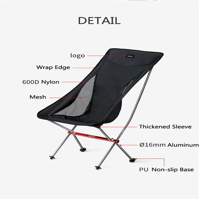 NH18Y060-Z для отдыха на природе, переносной раскладной стул из сверхлегкого алюминиевого сплава складной стул Кемпинг для рыбалки пикника пляжные стул