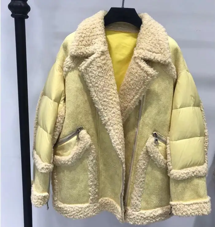 Натуральное шерстяное меховое пальто, зимняя женская куртка-пуховик из 90% утиного пуха, теплая Женская парка средней длины в стиле пэчворк