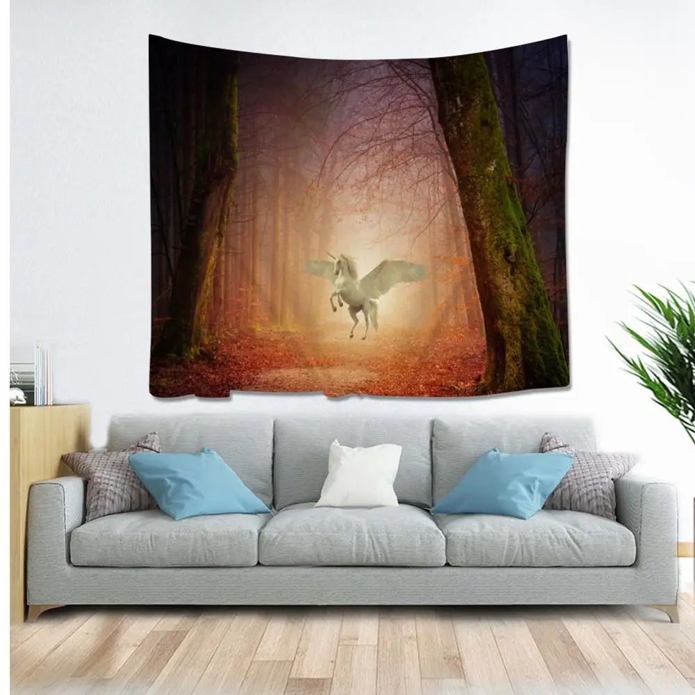 Tapestry Elk Unicorn Flamingo Pattern Wall Decoration Beach Mat Bedspread Bedroom Living Room Home | Дом и сад