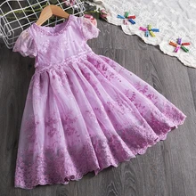 Летнее кружевное платье с вышивкой для девочек; платье-пачка для дня рождения; Детские платья для девочек; вечерние платья принцессы; детская одежда; костюм для девочек