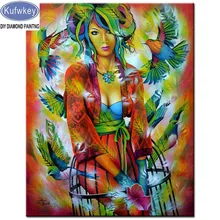 Фото на заказ алмазная живопись вышивка крестиком полная квадратная картина Стразы 5d рукоделие, Алмазная мозаика вышивка птица девушка