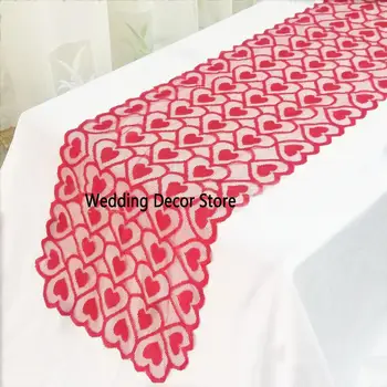 

Red Heart Design Tablecloth 33x183cm Table Runner Wedding Dinner Banquet Home Decoration Event Party Table Cover Home Decor