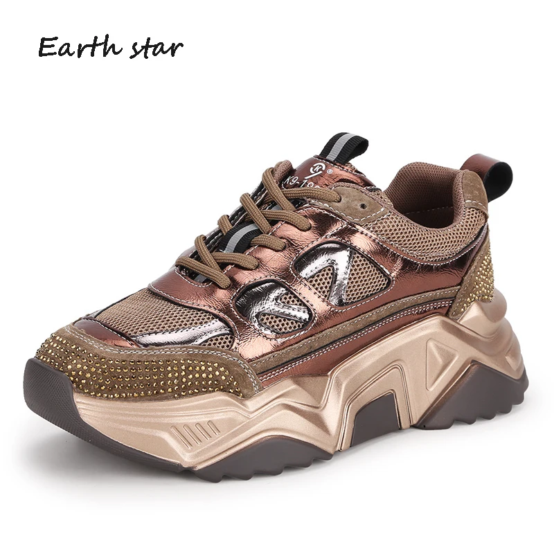 Обувь с кристаллами; женские кроссовки на платформе с высоким берцем; zapatos de mujer; женская обувь на толстой подошве; обувь для папы