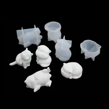 

3D Cats Silicone Molds DIY Epoxy Resin Animal Decorations Resin Craft Jewelry Accessoreis Cute Cat Desktop Layout Mold