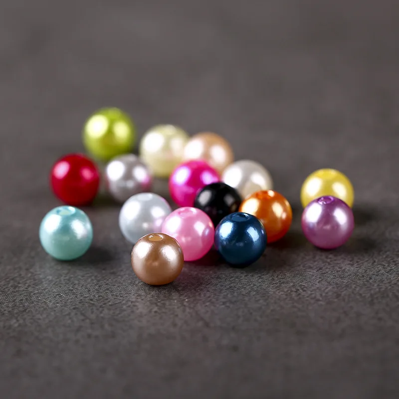 50-1000Pcs With Hole ABS Imitation Pearl Bead 4/6/8/10/12MM Round Plastic Acrylic Spacer Bead for DIY Jewelry Making Findings 6