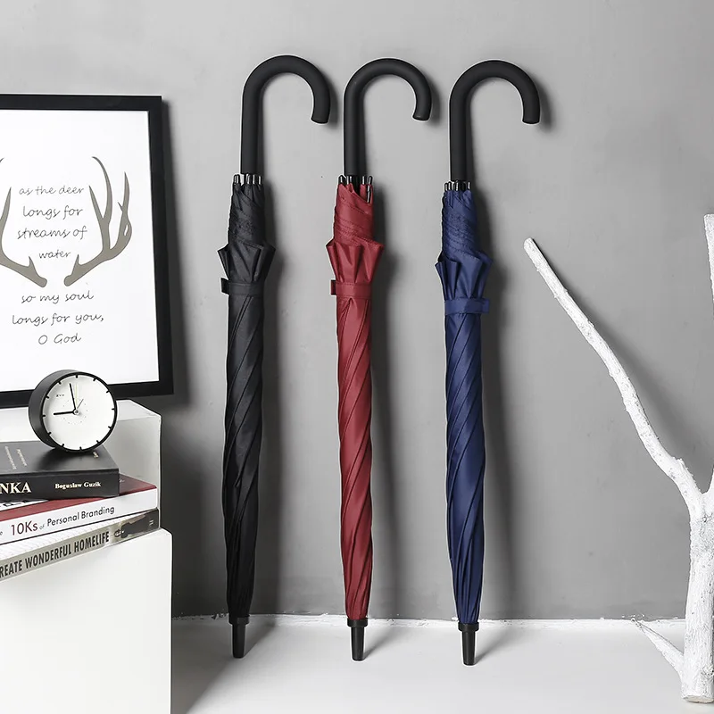 

Customizable Logo Long Handle Outdoor Advertising Umbrella 23-Inch Double Sink Unit Golf Umbrella Simple Solid Color Wind-Resist