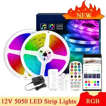 

DC12V 5050 Bluetooth RGB LED Strip Set Waterproof IP65 Neon Flexible Colorful Light with APP Control