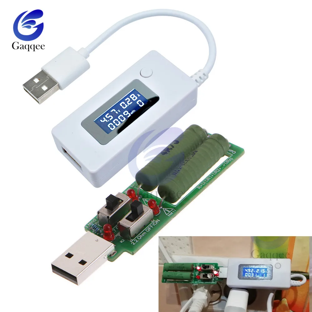 

DC 3-7V LCD USB Detector Voltmeter Ammeter Mobile Power Charger Capacity Tester USB Resistor DC Electronic Load With switch