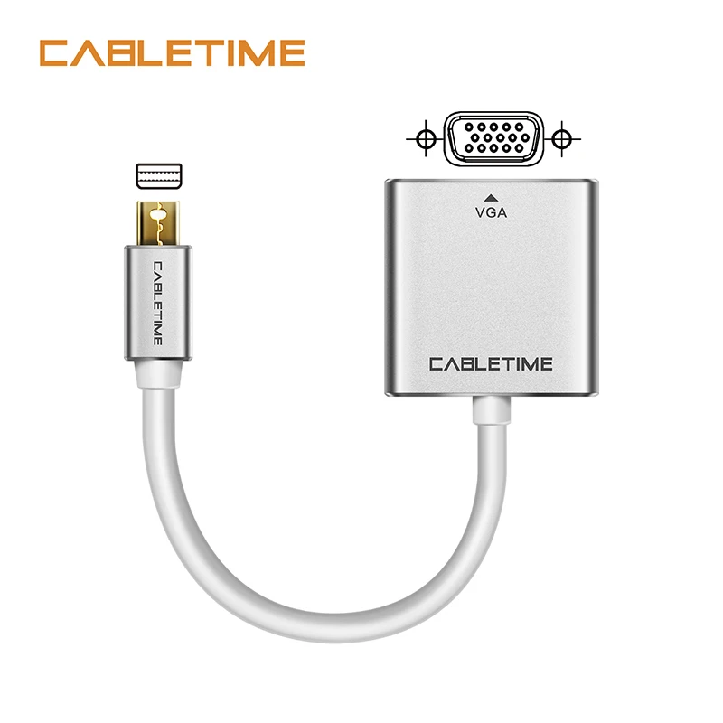 

Cabletime Mini DisplayPort to VGA Adapter Thunderbolt Mini DP To VGA Male To Female for 1080P HDTV Macbook/iMac Pro N172