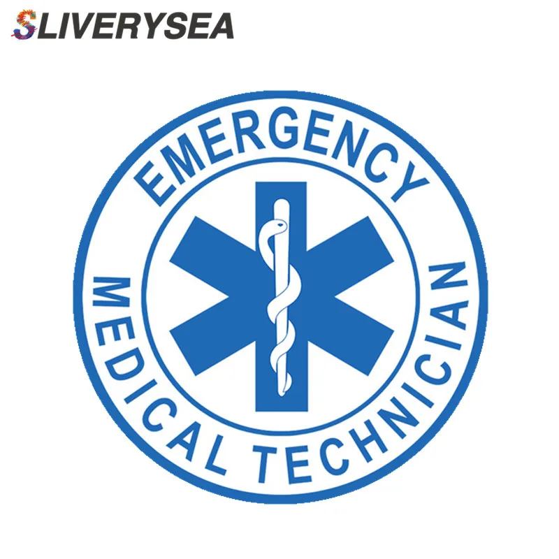 

SLIVERYSEA 10CM*10CM Star of Life EMT Emergency Medical Technician Car Sticker and Decal PVC