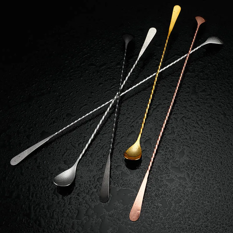 304 Stainless Steel Cocktail Bar Spoon 40CM Hoffman Drink Mixer Bar Stirring Mixing Spoon Spoons