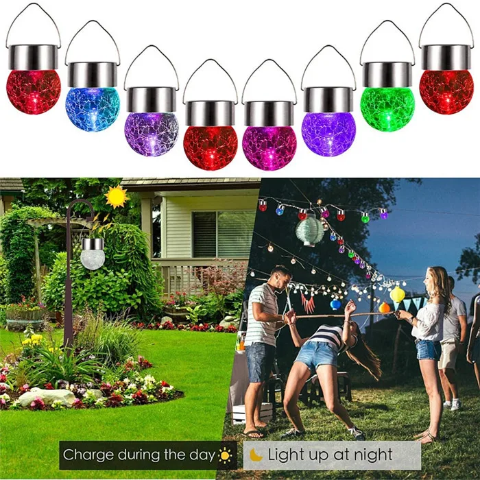 Solar Crackled Glass Ball Light 3