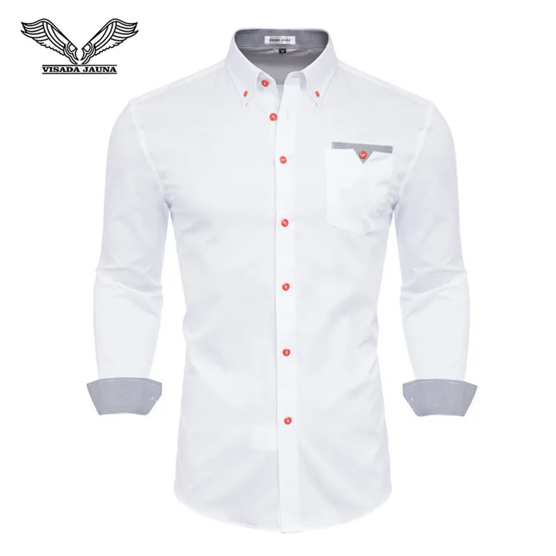 Fashion Men's Shirts Long Sleeve Slim Fit Men's Casual Shirts Formal Dress Shirts Men Clothes Turn-Down Collar N5045 - Color: White 69