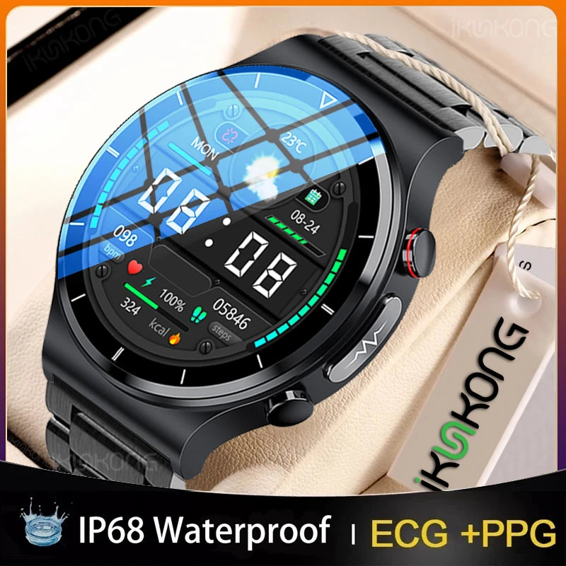 ECG PPG Smart Watch Men Body Temperature Wireless Charger Smartwatch Blood Pressure Oxygen Sport Fitness Tracker for Android Ios
