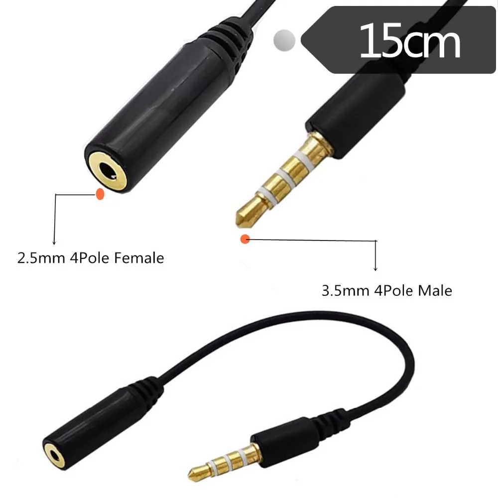 2.5mm Female to 3.5mm Male Audio Adapter Cable - 4 Pole Headset Plug for iPhone, Speaker, Headphone Description Image.This Product Can Be Found With The Tag Names Audio adapter cable, Computer Cables Connecting, Computer Peripherals, PC Hardware Cables Adapters