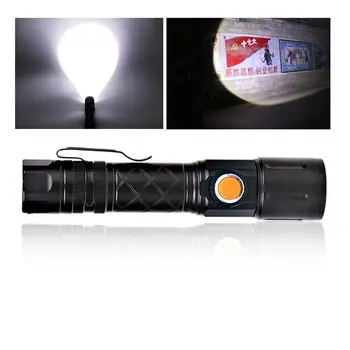 

Flashlight T6 USB Interface Charging COB LED Zoom Torch Adjustable Focus Sturdy Torch Lamp Yunmai T6 leds Built-in Battery