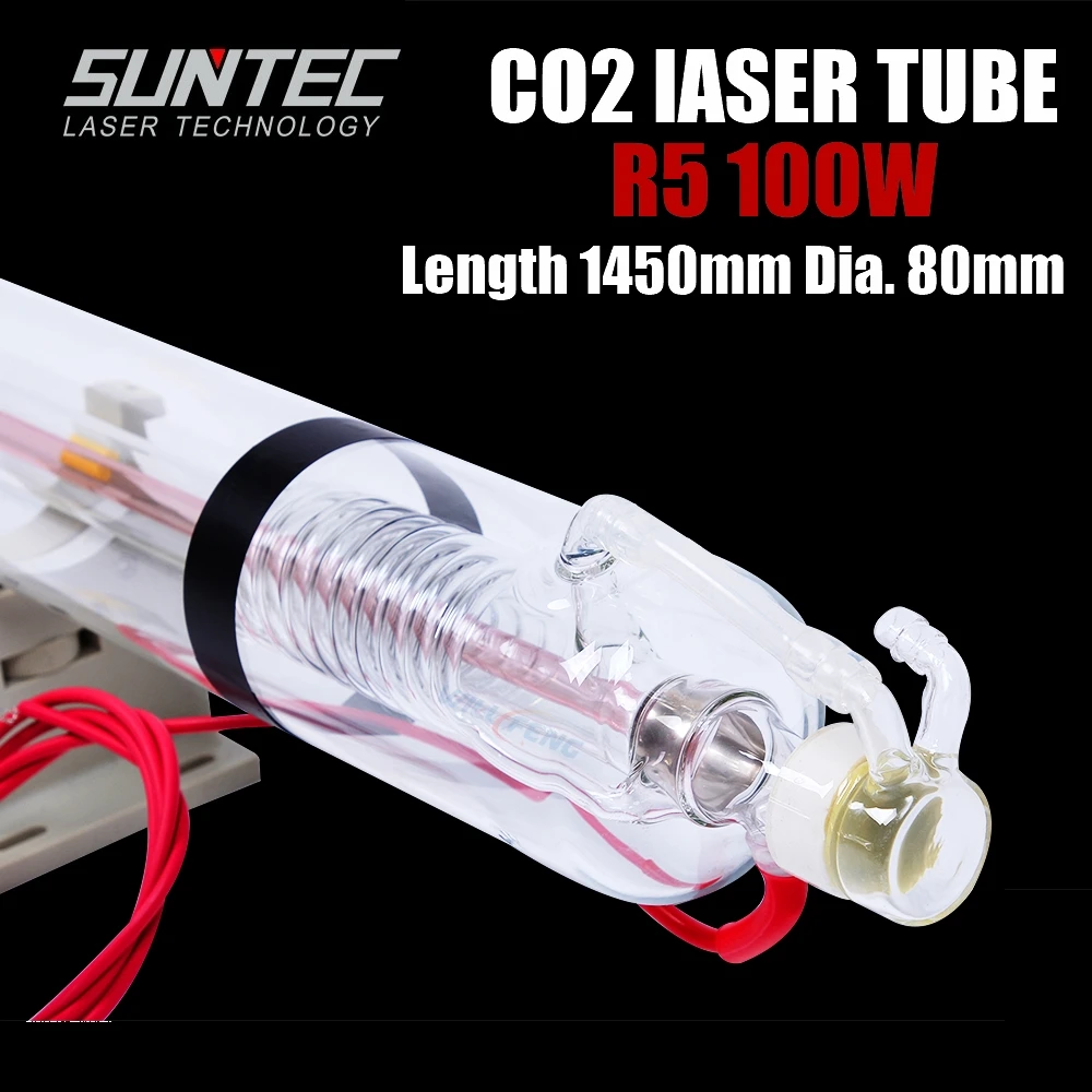 SUNTEC YL R5 100W CO2 Laser Tube Length 1450MM Dia. 80mm for CO2 Laser Engraving Cutting Machine With Wooden Case Box Packing