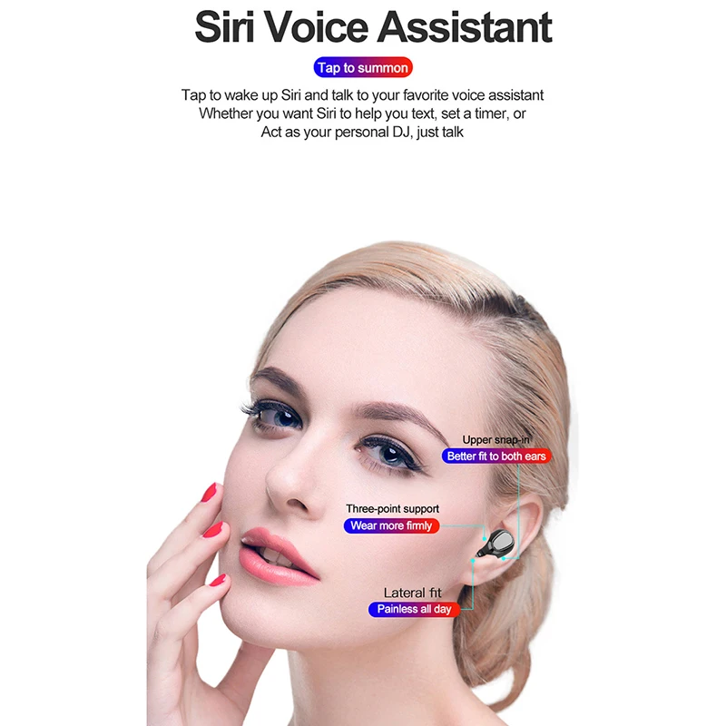 Bluetooth Headset TWS HiFi Stereo Wireless Bluetooth Headset Sports Earphone for iPhone for Xiaomi Samsung Smartphone
