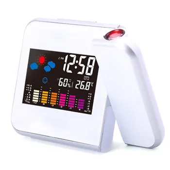 

New Attention Projection Digital Weather Forecast LCD Snooze Alarm Clock Projector Color Display LED Backlight Calendar