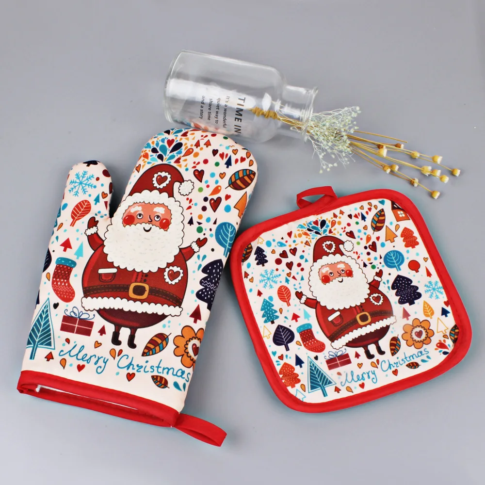 2 шт выпечки анти-крутые перчатки кухонные аксессуары рождественские украшения для дома украшения счастливого Нового года вечерние принадлежности - Цвет: Santa Claus