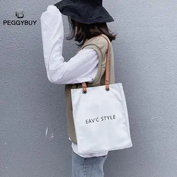 

Canvas Women Handbag Letters Print Casual Shopping Shoulder Bag Travel Tote Female Simple Handbag Letter Printing tote