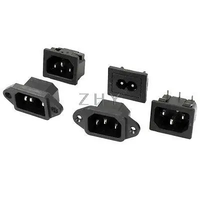 

5 Pcs AC 250V 2.5A IEC320 C14 Male Plug Inlet Socket w IEC320 C8 Plug