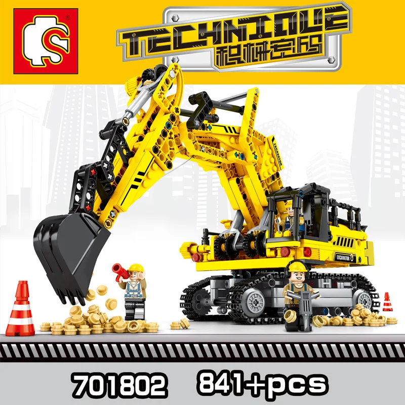

SEMBO 701802 841Pcs City Technic Engineer Excavator Truck Technic Building Block Toys For Children
