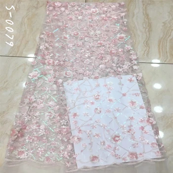 

Nigerian sequins lace fabric 2020 high quality lace luxury lace fabric sequin embroidered fabric mesh lace for wedding dress