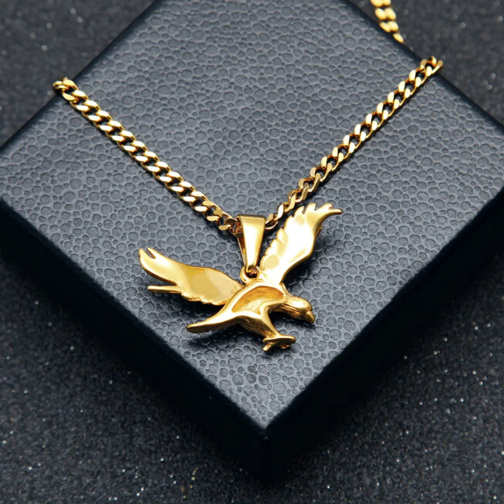 NEW Hip Hop Men Women Stainless Steel ROC Eagle Pendant Necklace Gift Souvenir