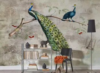 

CJSIR Custom Wallpaper Retro American Branches Peacock Mottled Shading TV Background Wall Decoration Mural 3d Wallpaper Decors