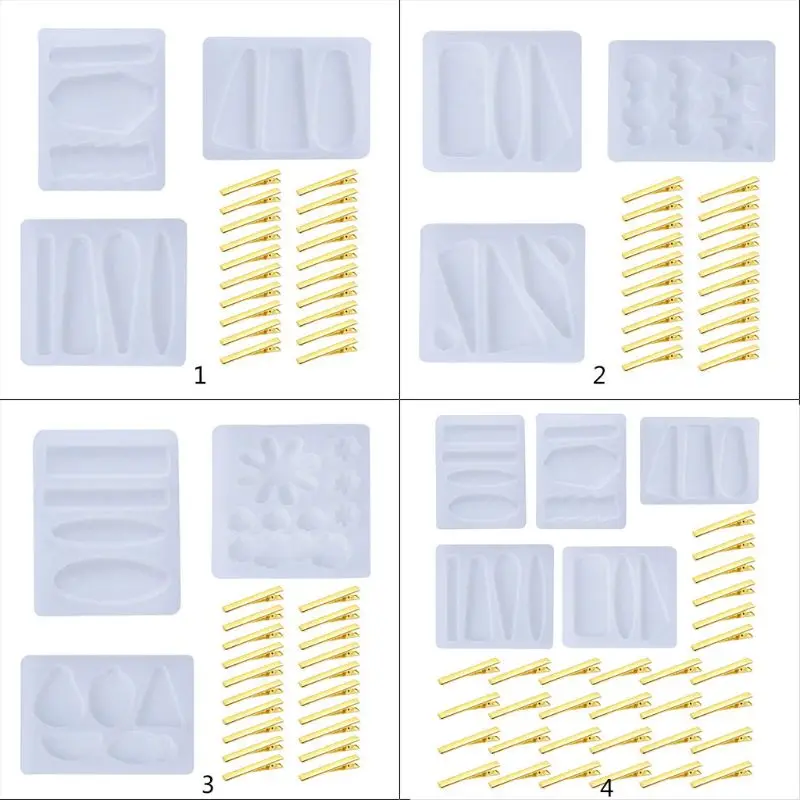 

1 Set Crystal Epoxy Resin Mold Hair Clip Barrette Casting Silicone DIY Crafts Mould