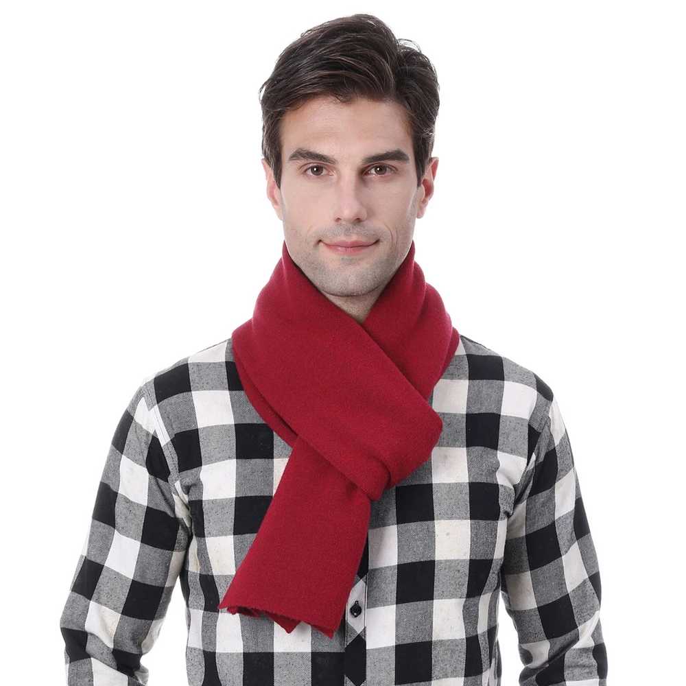 Black Friday 2022 Fashion Winter Scarf Men Thick Warm Cashmere Red