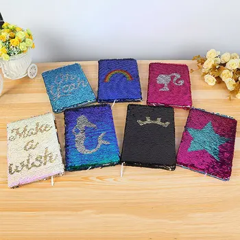 

Creative Double Sided Sequins Notebook Unicorn Butterfly Star Heart Cover Notebook Diary For Student Stationery Supplies