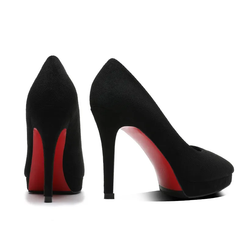 2021 Fashion Flock Platform Women Pumps Pointed Toe Sexy Party Shoes Spring Shallow Super High Heels Office Lady Dress Shoes