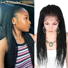 Kalyss 29 inches 13x5 Lace Parting Hand Braided Wigs Synthetic Lace Front Wig for Women with Baby Hair Twist Braids Cornrow Wigs