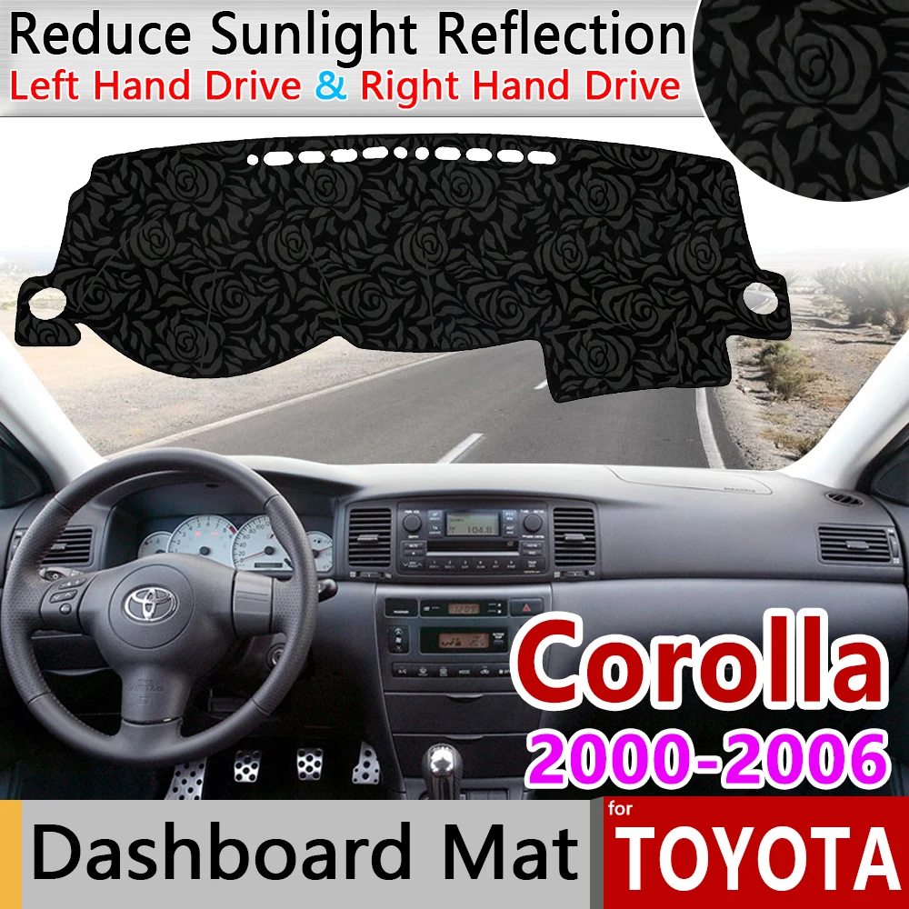 

for Toyota Corolla 2000 2001 2002 2003 2004 2005 2006 E120 E130 Anti-Slip Mat Rose Pattern Dashmat Dashboard Cover Accessories