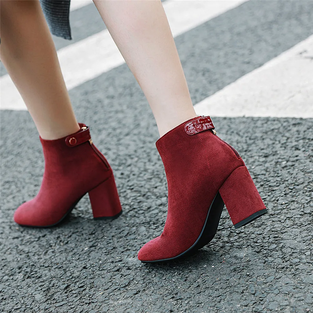 

Sarairis Large Size 31-46 Wholesale Autumn Winter Office Lady Boots Woman Shoes Square High Heels Ankle Boots Women Shoes