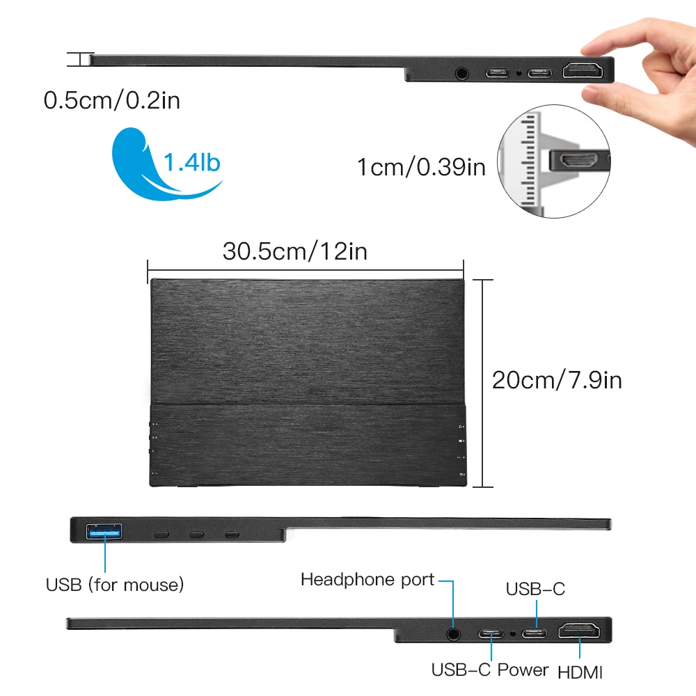Портативный игровой ЖК дисплей Eyoyo EM13U экран UHD 4k 13 3 дюйма USB C HDMI 3840x2160 секунды для