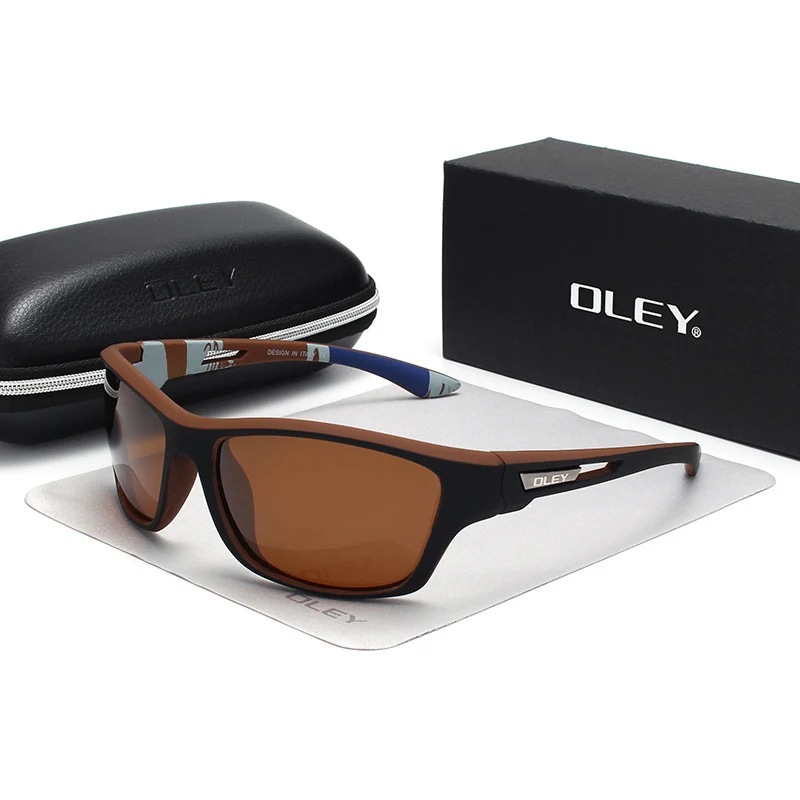 OLEY, поляризационные солнцезащитные очки, мужские, для вождения, оттенки, для спорта на открытом воздухе, для мужчин, Роскошные, брендовые, дизайнерские, Oculos, настраиваемый логотип, YG202 - Цвет линз: YG202 C6BOX