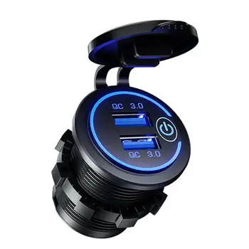 

12V/24V QC 3.0 2 USB Charger Socket Touch Switch Waterproof Universal Car Truck Charging Socker For Phone Tablet Camera GPS