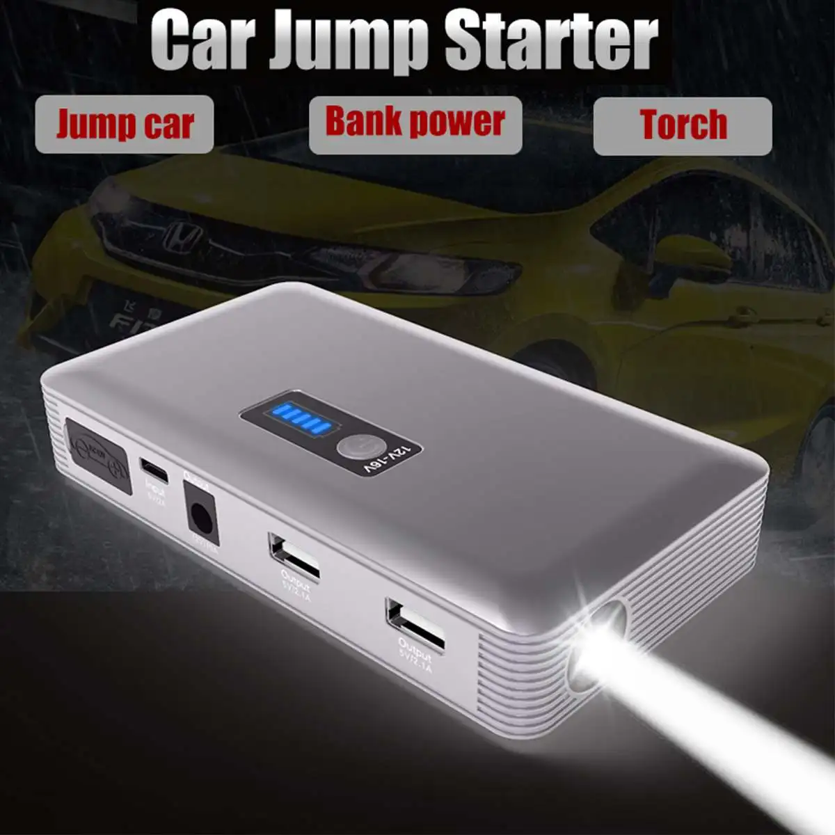  3 Color High-Power 98600mAh 12V Car Jump-Starter Portable Type-C USB Emergency-Power Bank Battery B