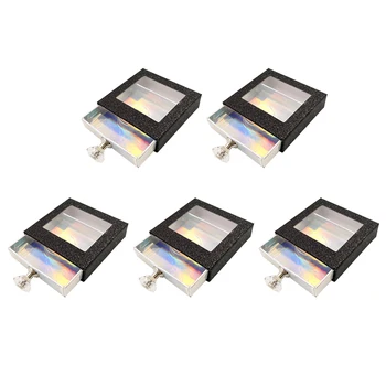 

5pcs Container Protective Empty Portable Glitter Paper Storage Gift Square False Eyelashes Box Packaging Case With Handle Drawer