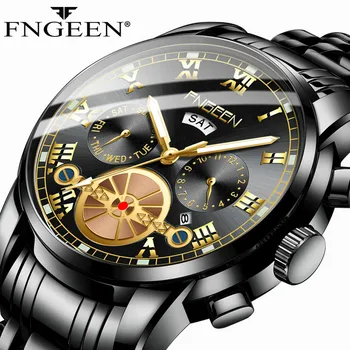 

FNGEEN Watches Men 2019 Luxury Brand Quartz Wristwatch Male Clock Waterproof Date Chronograph Sport Watch Relogio Masculino 3135